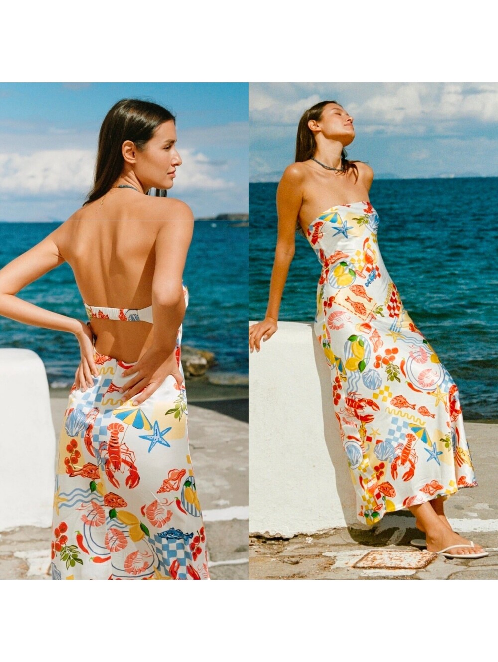 L*SPACE Spring Into Love Midi Dress Seafood Soiree Strapless Medium Satin